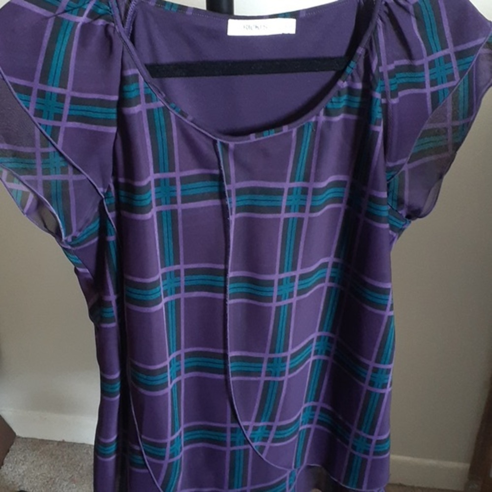 Ricki's Purple Plaid Work T Shirt with Lining - Women's Size Large